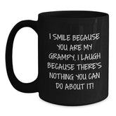 Funny Grampy Christmas Unique Gifts from Grandkids Black Coffee Mug I Smile Because You Are My Grampy - Main